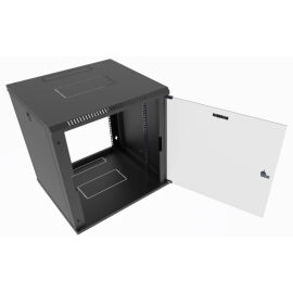 Шкаф настенный 19", 9U, 500x600х650мм, стеклянная дверь, черный, DANNMAN WXU0965GBK
