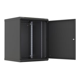 Шкаф настенный 19", 12U, 650x600х600мм, металлическая дверь, черный, DANNMAN WXD1266SBK