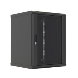 Шкаф настенный 19", 18U, 908x600х450мм, стеклянная дверь, черный, DANNMAN WXD1845GBK