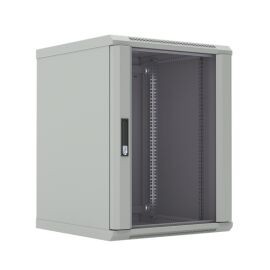 Шкаф настенный 19", 18U, 908x600х600мм, стеклянная дверь, серый, DANNMAN WXD1866GGY