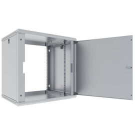 Шкаф настенный 19", 12U, 650x600х450мм, металл. дверь, серый, DANNMAN WXU1245SGY