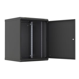 Шкаф настенный 19", 12U, 650x600х450мм, металлическая дверь, черный, DANNMAN WXD1245SBK