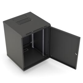 Шкаф настенный 19", 6U, 367x600х450мм, металлическая дверь, черный, DANNMAN WXD0645SBK