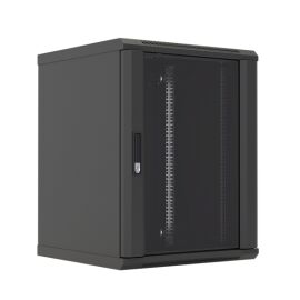 Шкаф настенный 19", 27U, 1304x600х600мм, стеклянная дверь, черный, DANNMAN WXD2766GBK