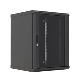 Шкаф настенный 19", 6U, 367x600х450мм, стеклянная дверь, черный, DANNMAN WXD0645GBK