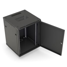 Шкаф настенный 19", 6U, 367x600х450мм, металлическая дверь, черный, DANNMAN WXP0645SBK