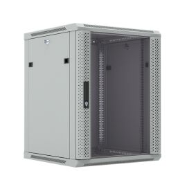 Шкаф настенный 19", 9U, 500x600х450мм, стеклянная дверь, серый, DANNMAN WXP0945GGY