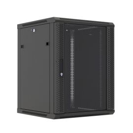 Шкаф настенный 19", 6U, 367x600х600мм, стеклянная дверь, черный WXP0666GBK