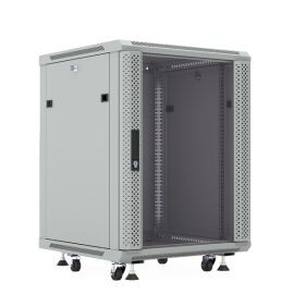 Шкаф настенный 19", 9U, 500x600х450мм, стеклянная дверь, серый, DANNMAN WXP0945GFGY