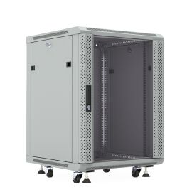 Шкаф настенный 19", 6U, 367x600х600мм, стеклянная дверь, серый, DANNMAN WXP0666GFGY