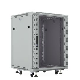 Шкаф настенный 19", 6U, 367x600х450мм, стеклянная дверь, серый, DANNMAN WXP0645GFGY