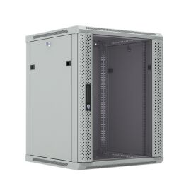 Шкаф настенный 19", 6U, 367x600х600мм, стеклянная дверь, серый, DANNMAN WXP0666GGY