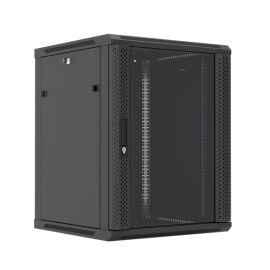 Шкаф настенный 19", 18U, 908x600х800мм, стеклянная дверь, черный, DANNMAN WXP1868GBK