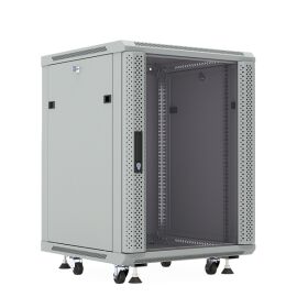 Шкаф настенный 19", 9U, 500x600х600мм, стеклянная дверь, серый, DANNMAN WXP0966GFGY