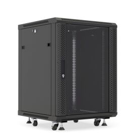 Шкаф настенный 19", 18U, 908x600х800мм, стеклянная дверь, черный, DANNMAN WXP1868GFBK