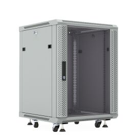 Шкаф настенный 19", 18U, 908x600х800мм, стеклянная дверь, серый, DANNMAN WXP1868GFGY