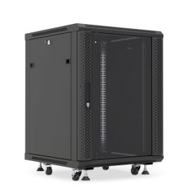 Шкаф настенный 19", 22U, 1086x600х450мм, стеклянная дверь, черный, DANNMAN WXP2245GFBK