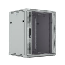 Шкаф настенный 19", 9U, 500x600х600мм, стеклянная дверь, серый, DANNMAN WXP0966GGY