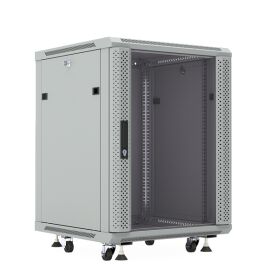 Шкаф настенный 19", 18U, 908x600х600мм, стеклянная дверь, серый, DANNMAN WXP1866GFGY