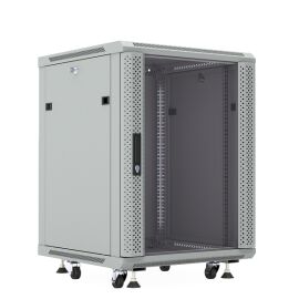 Шкаф настенный 19", 12U, 650x600х600мм, стеклянная дверь, серый, DANNMAN WXP1266GFGY