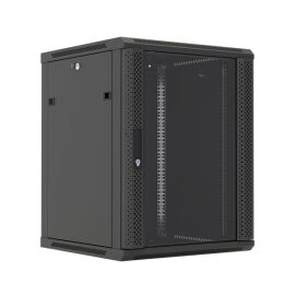 Шкаф настенный 19", 18U, 908x600х600мм, стеклянная дверь, черный, DANNMAN WXP1866GBK