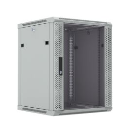 Шкаф настенный 19", 15U, 775x600х600мм, стеклянная дверь, серый, DANNMAN WXP1566GGY