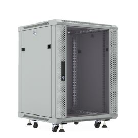 Шкаф настенный 19", 15U, 775x600х450мм, стеклянная дверь, серый, DANNMAN WXP1545GFGY