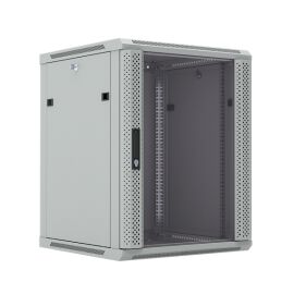 Шкаф настенный 19", 12U, 650x600х450мм, стеклянная дверь, серый, DANNMAN WXP1245GGY