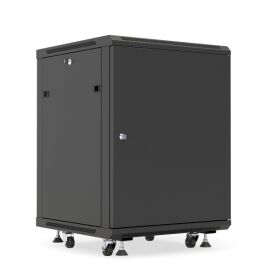 Шкаф настенный 19", 9U, 500x600х600мм, металлическая дверь, черный, DANNMAN WXP0966SFBK