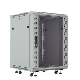 Шкаф настенный 19", 12U, 650x600х450мм, стеклянная дверь, серый, DANNMAN WXP1245GFGY