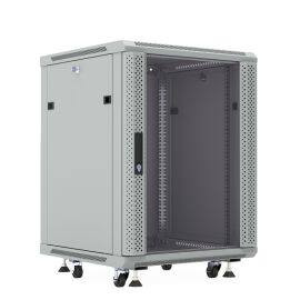 Шкаф настенный 19", 18U, 908x600х450мм, стеклянная дверь, серый, DANNMAN WXP1845GFGY