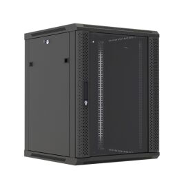 Шкаф настенный 19", 12U, 650x600х450мм, стеклянная дверь, черный, DANNMAN WXP1245GBK