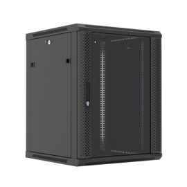 Шкаф настенный 19", 15U, 775x600х600мм, стеклянная дверь, черный, DANNMAN WXP1566GBK