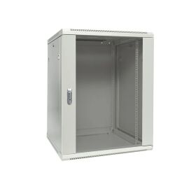 Шкаф настенный 19", 15U, 600х600мм, стекл. дверь, серый, TERACOM PRO TRP-WLL-1566-40G