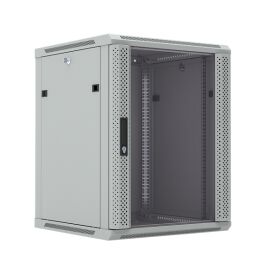 Шкаф настенный 19", 18U, 908x600х450мм, стеклянная дверь, серый, DANNMAN WXP1845GGY