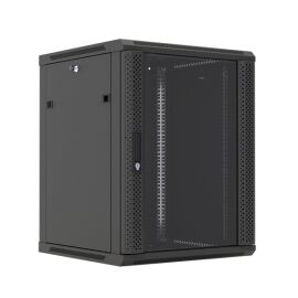 Шкаф настенный 19", 27U, 1304x600х450мм, стеклянная дверь, черный, DANNMAN WXP2745GBK