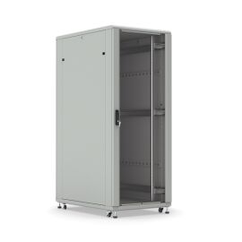 Шкаф напольный 19", 18U, 988x600х600мм, стеклянная передняя дверь, задняя металлическая, серый, DANNMAN TXQ1866GS30GY