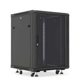 Шкаф настенный 19", 22U, 1086x600х600мм, стеклянная дверь, черный, DANNMAN WXP2266GFBK