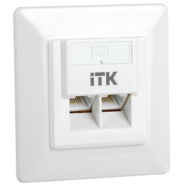 Розетка внутренняя 2 порта, RJ45, UTP, кат.5е, ITK CS2-1C5EU-2-1