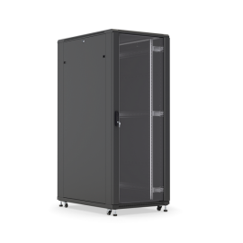 Шкаф напольный 19", 32U, 1610x800х800мм, стеклянная передняя дверь, задняя металлическая, черный, DANNMAN TXQ3288GSBK