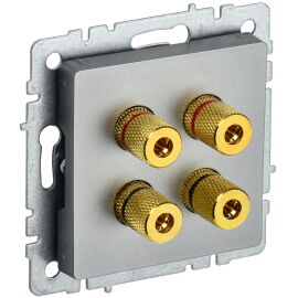 BRITE Аудиорозетка 4-местная РА10-БрС сталь IEK
