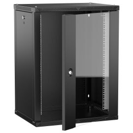 ITK LINEA W Шкаф настенный 15U 600х450мм дверь стекло черный 2.0