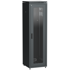 Шкаф напольный 19", 33U, 600х800мм, стекл. дверь, черный, LINEA N, ITK LN05-33U68-G