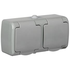 Розетка 2-местная с заземл., 16А, IP54, РСш22-2-А, GENERICA ERA22-K03-16-54