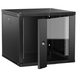 ITK LINEA W Шкаф настенный 9U 600х600мм дверь стекло черный 2.0