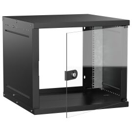 Шкаф настенный 19" 9U 600х600мм стеклянная дверь черный GENERICA