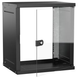 Шкаф настенный 19" 12U 600х450мм стеклянная дверь черный GENERICA