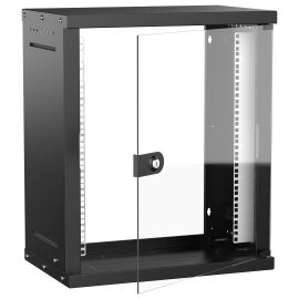 Шкаф настенный 19" 12U 550х350мм стеклянная дверь черный GENERICA