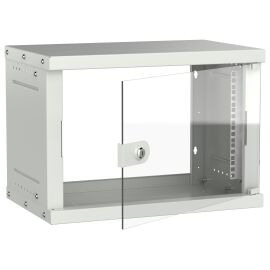 Шкаф настенный 19" 6U 550х350мм стеклянная дверь серый GENERICA