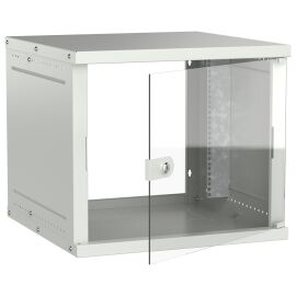 Шкаф настенный 19" 9U 600х600мм стеклянная дверь серый GENERICA